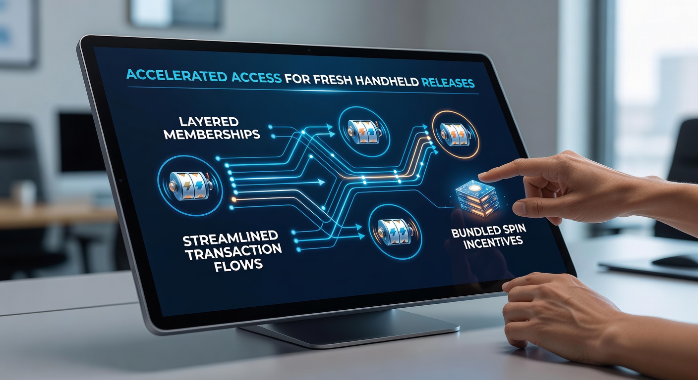 Mobiele reel-enthousiast die gelaagde lidmaatschappen gebruikt voor versnelde toegang tot nieuwe handheld releases en spinincentives