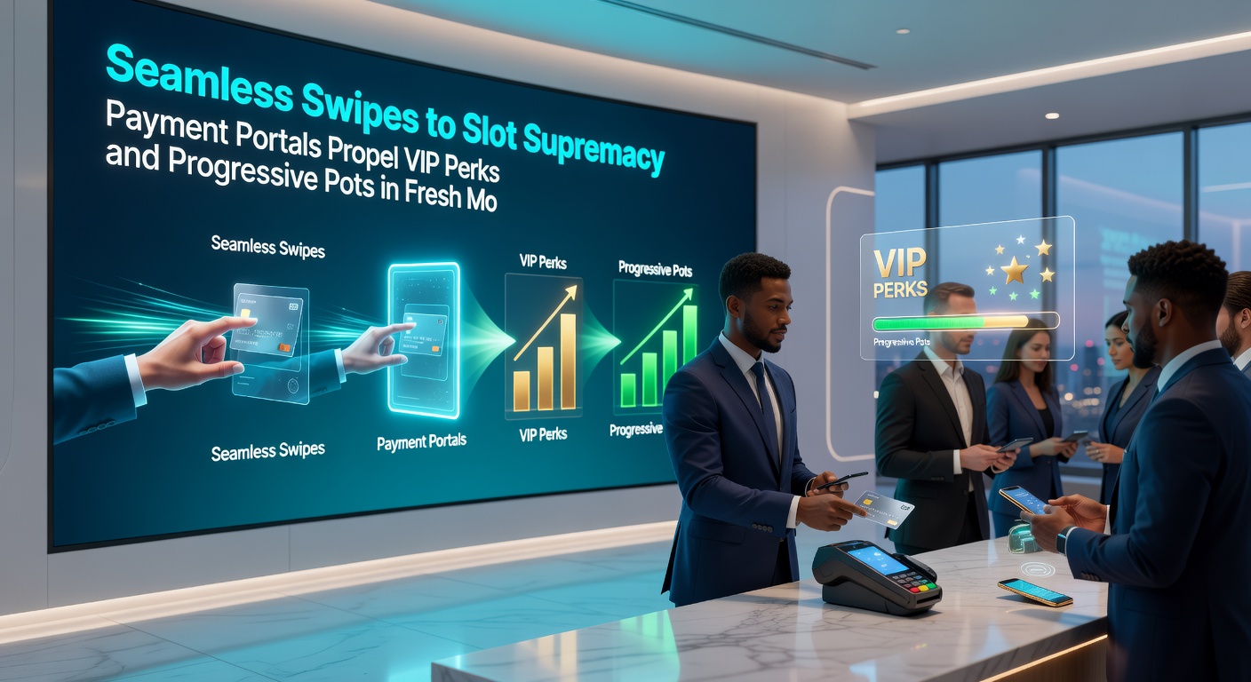 Grafiek met stijgende lijnen van jackpotgroei en betaaltransacties op mobiel scherm, met VIP-icoontjes en swipe-gebaren