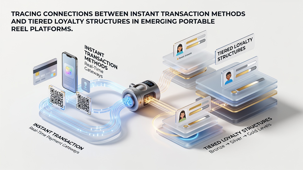 Illustratie van mobiele slotplatforms met transacties en loyaliteit