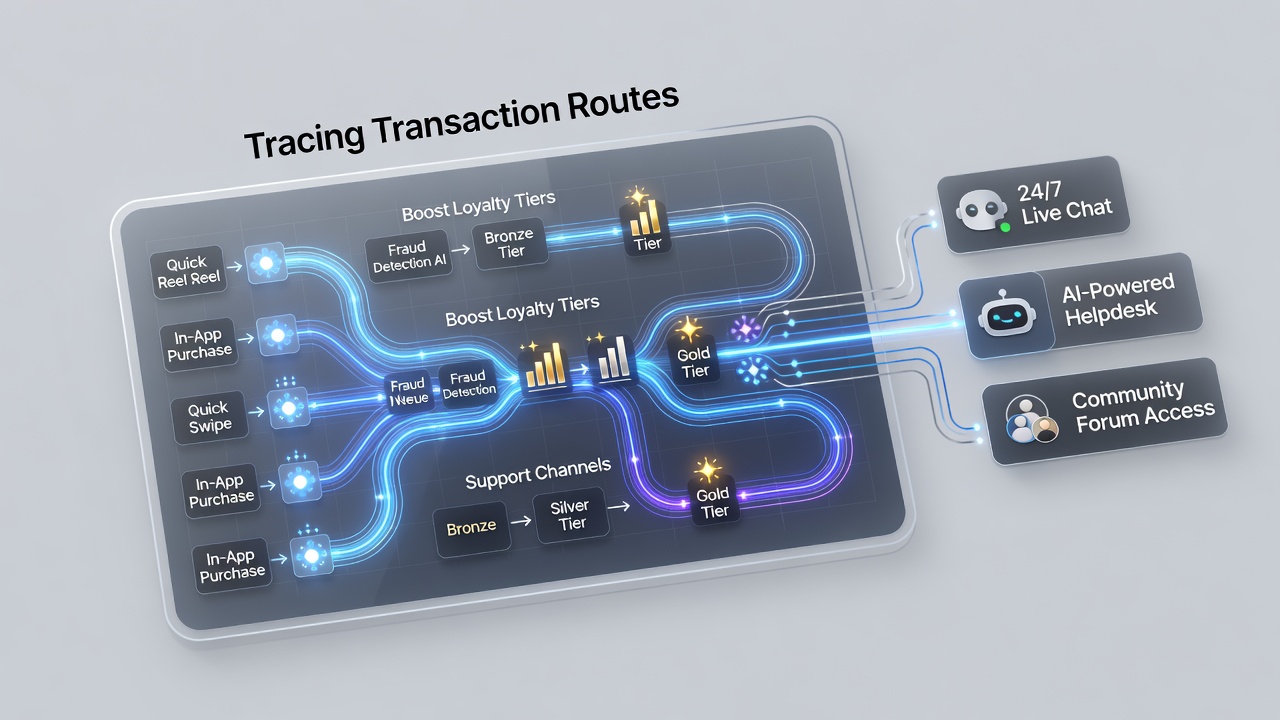 Live support integratie met getraceerde transactieroutes in mobiele gokapps